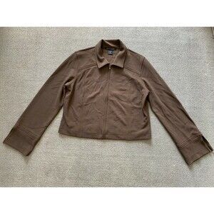 Boston Proper Jacket Womens Petite Small P S Nylon Spandex Brown full Zip